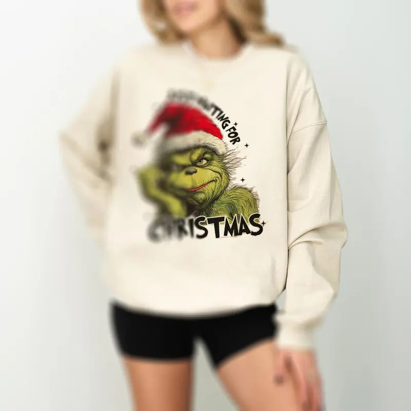Just Waiting Funny Vintage Grinchh - Adult & Kids T-Shirts, Sweatshirts & Hoodies apparel design preview 1