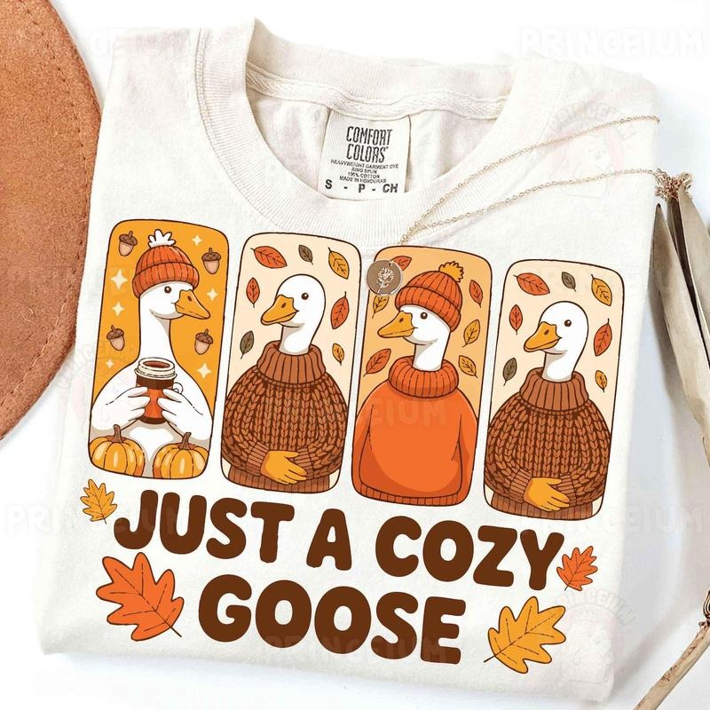 Just Cozy Goose Fall Autumn Sublimation Cute Weather - Adult & Kids T-Shirts, Sweatshirts & Hoodies apparel design preview 1
