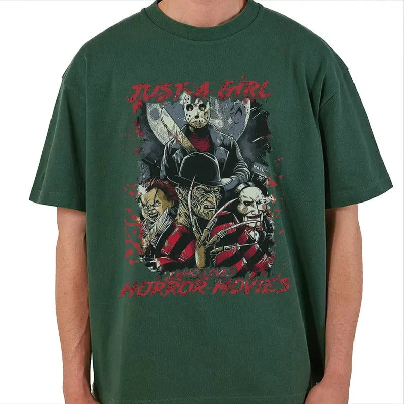 Just Girl Who Loves Horror Movies Fan Squad Halloween - Adult & Kids T-Shirts, Sweatshirts & Hoodies apparel design preview 1