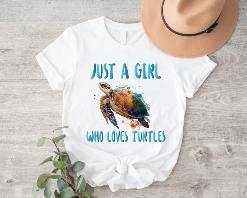 Just Girl Who Loves Turtles Sea Animal Turtle - Adult & Kids T-Shirts, Sweatshirts & Hoodies apparel design preview 1