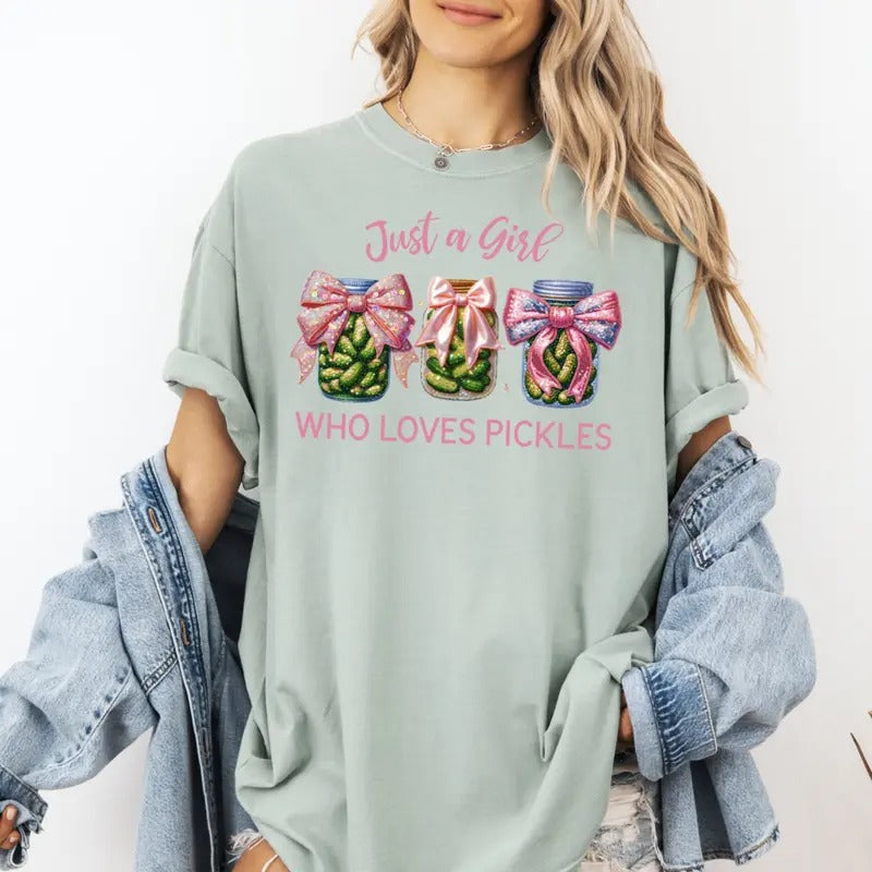 Just Girl Who Loves Pickles Comfortable Relaxed Fit - Adult & Kids T-Shirts, Sweatshirts & Hoodies apparel design preview 1
