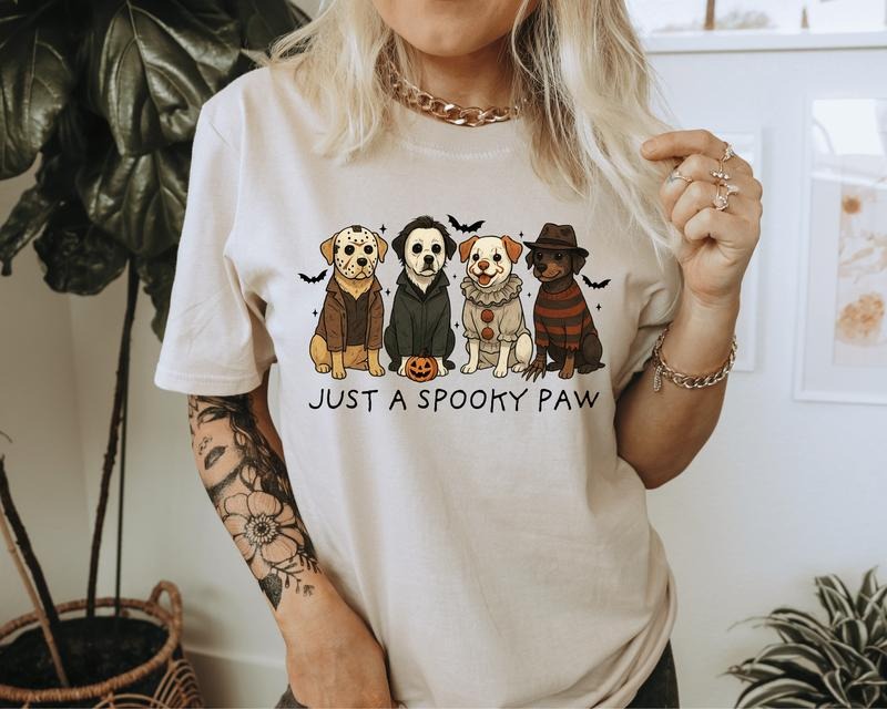 Just Spooky Paw Halloween Cute Dog Autumn - Adult & Kids T-Shirts, Sweatshirts & Hoodies apparel design preview 1