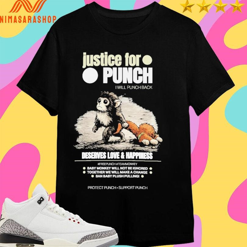 Justice For Punch I Will Back Deserves Love And - Adult & Kids T-Shirts, Sweatshirts & Hoodies apparel design preview 1