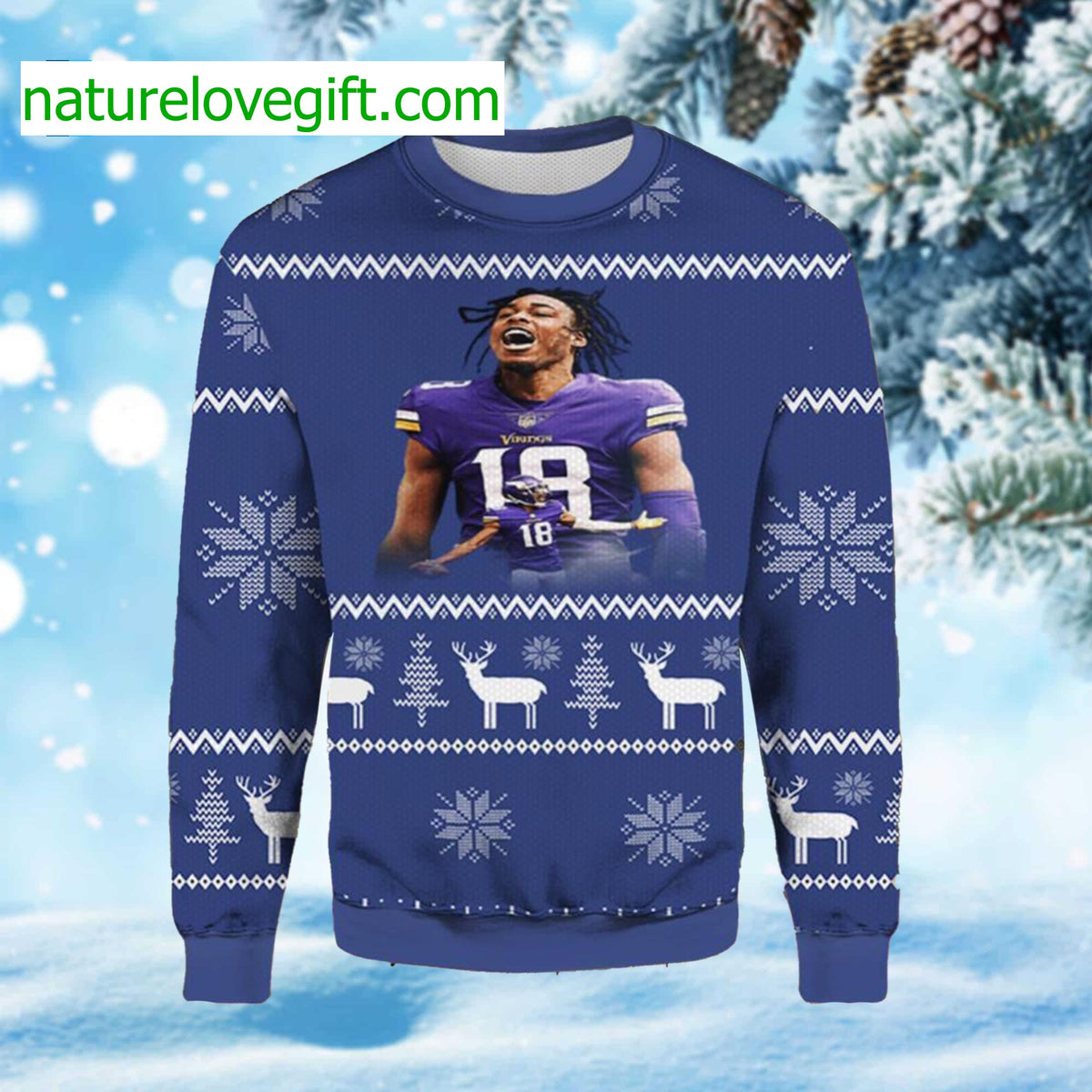 Justin Jefferson Ugly Christmas Sweater - Holiday Gift product image