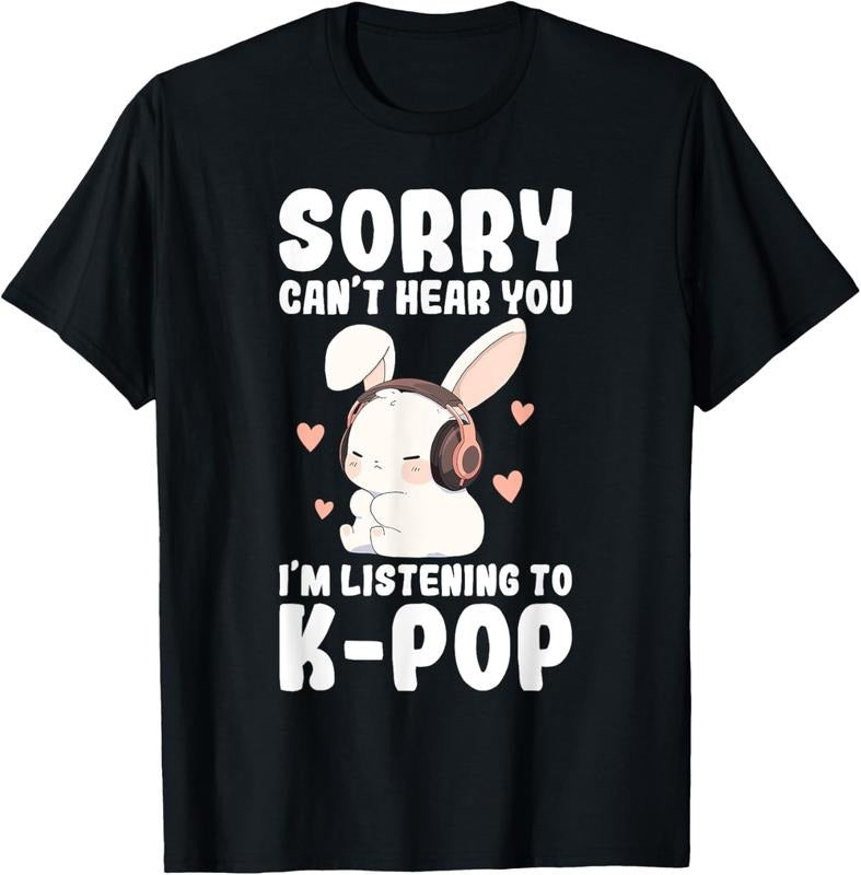 K Pop Can'T Hear You I'M Listening Cute Bunny Cotton - Adult & Kids T-Shirts, Sweatshirts & Hoodies apparel design preview 1