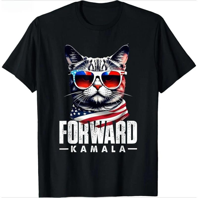 Kamala Harris 2024 Cat US Flag Sunglasses Forward - Adult & Kids T-Shirts, Sweatshirts & Hoodies apparel design preview 1