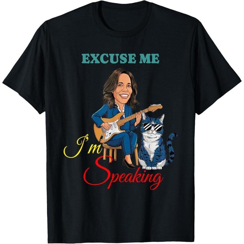 Kamala Harris Guitar Excuse Me I M Speaking Cat Lady - Adult & Kids T-Shirts, Sweatshirts & Hoodies apparel design preview 1
