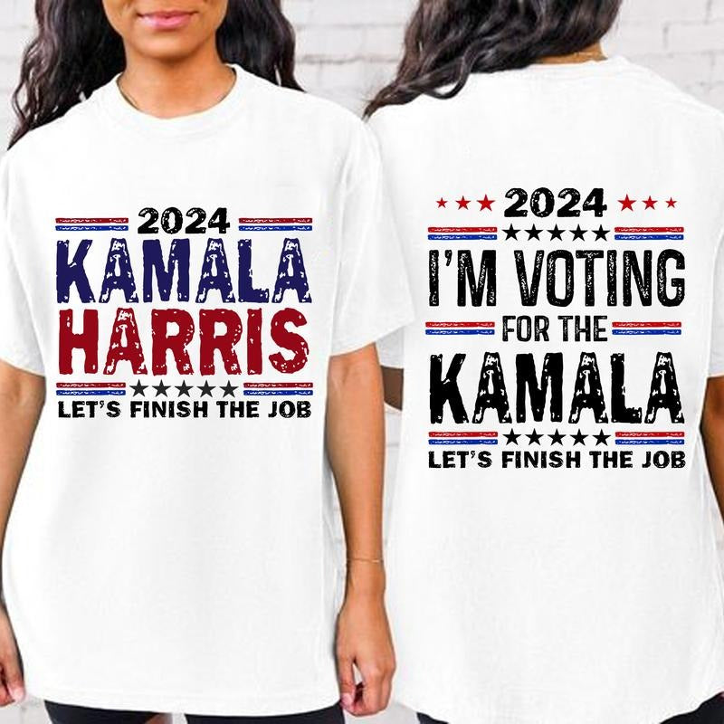 Kamala Harris Let'S Finish Job Election 2024 - Adult & Kids T-Shirts, Sweatshirts & Hoodies apparel design preview 1