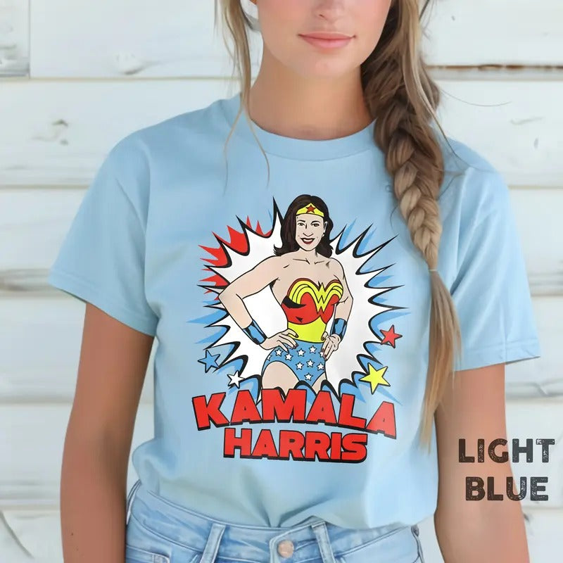 Kamala Harris Wonder Woman Power 2024 Election - Adult & Kids T-Shirts, Sweatshirts & Hoodies apparel design preview 1