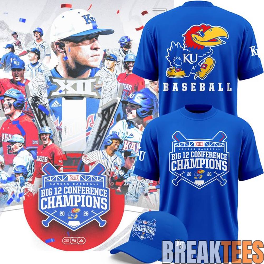Kansas Baseball Big 12 Champions 2026 - Adult & Kids T-Shirts, Sweatshirts & Hoodies apparel design preview 1