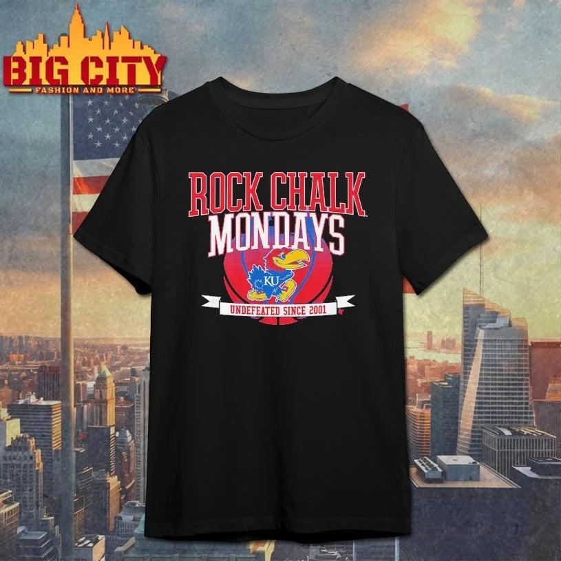 Kansas Basketball Rock Chalk Mondays Undefeated since - Adult & Kids T-Shirts, Sweatshirts & Hoodies apparel design preview 1