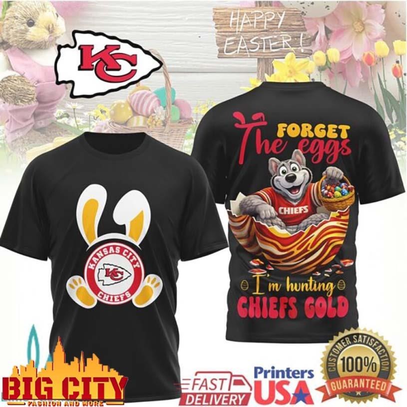 Kansas City Chiefs Easter Forget the Eggs I'm Hunting - Adult & Kids T-Shirts, Sweatshirts & Hoodies apparel design preview 1