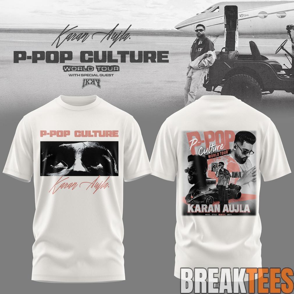 Karan Aujla P-Pop Culture World Tour White Signature - Adult & Kids T-Shirts, Sweatshirts & Hoodies apparel design preview 1