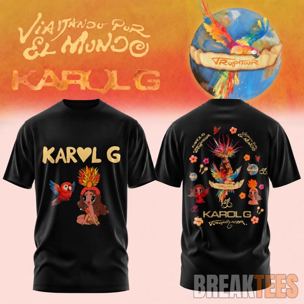Karol G Viajando Por El Mundo 2026 Black - Adult & Kids T-Shirts, Sweatshirts & Hoodies apparel design preview 1