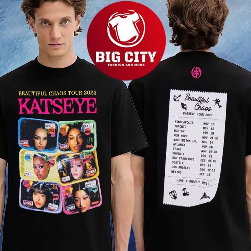 Katseye Beautiful Chaos Routing Tour 2025 Schedule - Adult & Kids T-Shirts, Sweatshirts & Hoodies apparel design preview 1