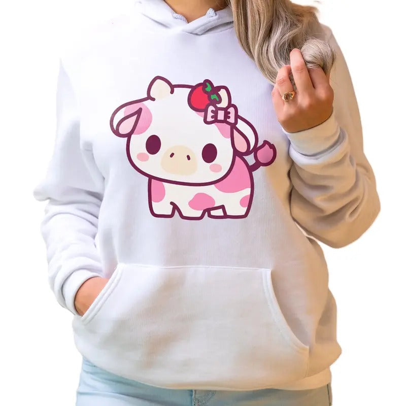 Kawaii Strawberry Cow Tumblr VSCO Option Available - Adult & Kids T-Shirts, Sweatshirts & Hoodies apparel design preview 1