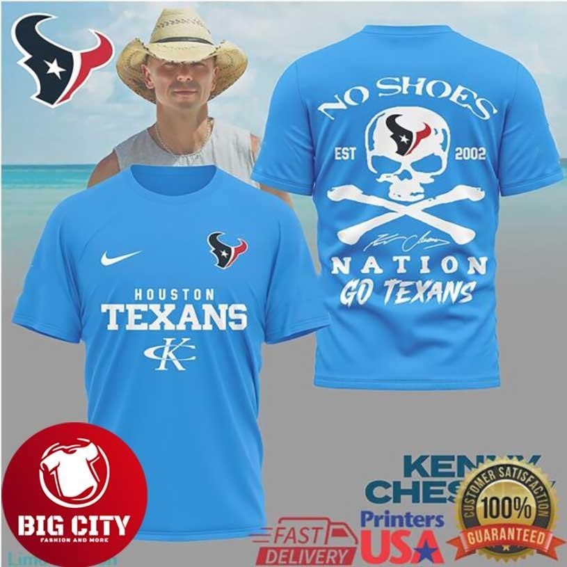 Kenny Chesney No Shoes Nation x Houston Texans - Adult & Kids T-Shirts, Sweatshirts & Hoodies apparel design preview 1