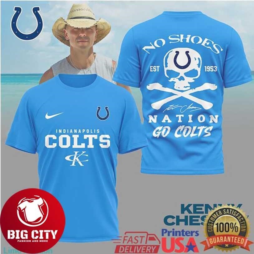 Kenny Chesney No Shoes Nation x Indianapolis Colts - Adult & Kids T-Shirts, Sweatshirts & Hoodies apparel design preview 1