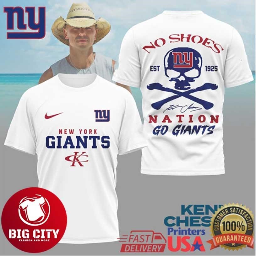 Kenny Chesney No Shoes Nation x New York Giants - Adult & Kids T-Shirts, Sweatshirts & Hoodies apparel design preview 1