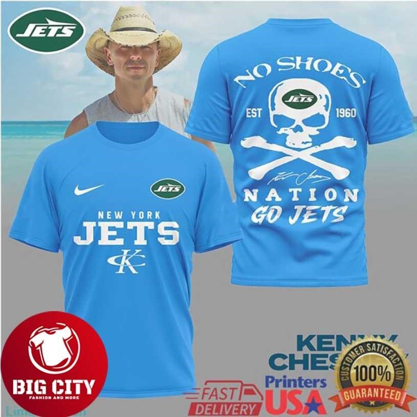 Kenny Chesney No Shoes Nation x New York Jets - Adult & Kids T-Shirts, Sweatshirts & Hoodies apparel design preview 1