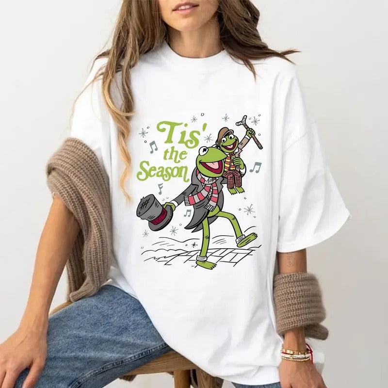 Kermit Frog Tiny Tim Muppet Carol Retro Tis Season - Adult & Kids T-Shirts, Sweatshirts & Hoodies apparel design preview 1