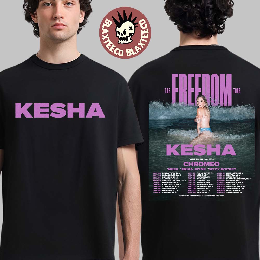 Kesha The Freedom Tour 2026 Schedule Dates Two Sided - Adult & Kids T-Shirts, Sweatshirts & Hoodies apparel design preview 1
