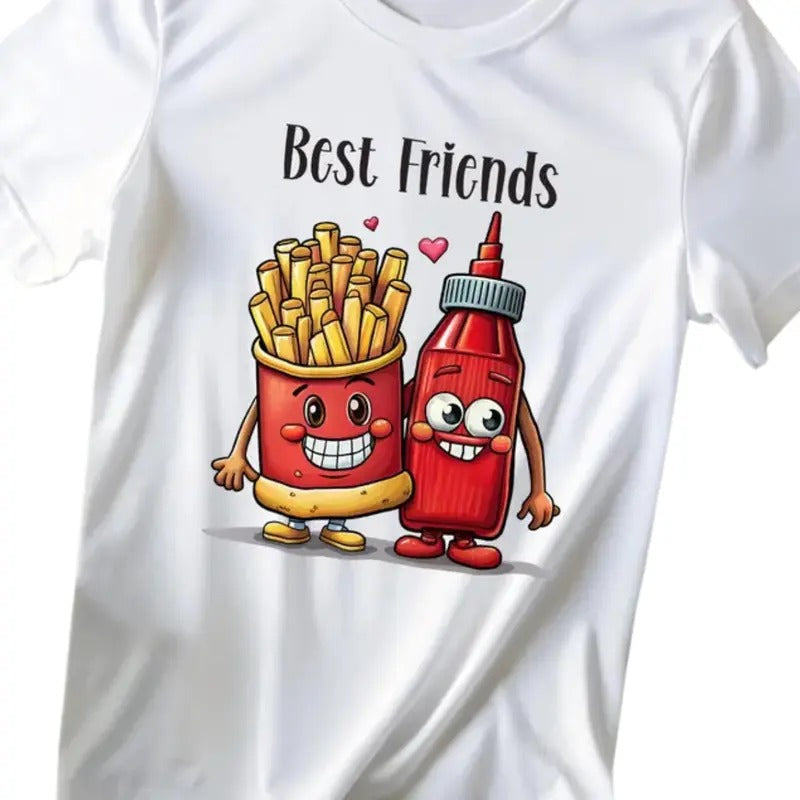 Ketchup Fries Best Friends Foodie Cute Food Cartoon - Adult & Kids T-Shirts, Sweatshirts & Hoodies apparel design preview 1