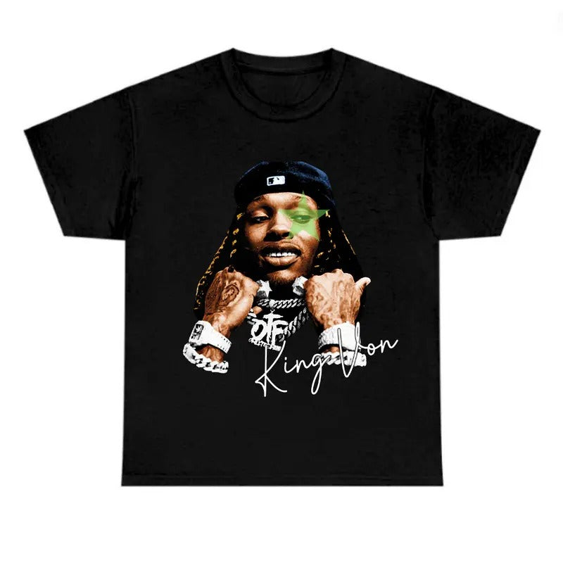 King Von Green Star Classic Cotton Top Fabric - Adult & Kids T-Shirts, Sweatshirts & Hoodies apparel design preview 1