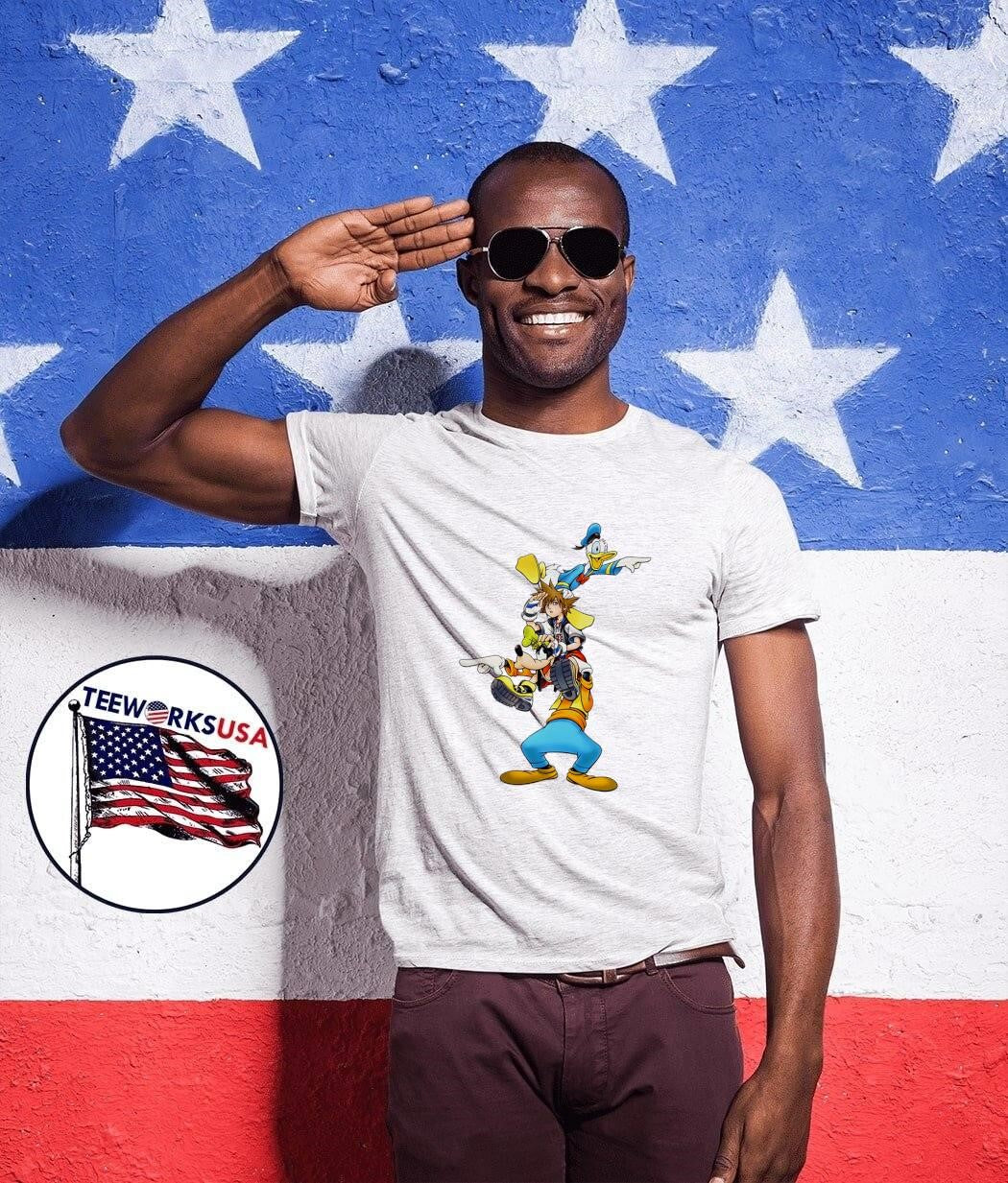 Kingdom Hearts Trio Pointing Sora Donald and Goofy - Adult & Kids T-Shirts, Sweatshirts & Hoodies apparel design preview 1