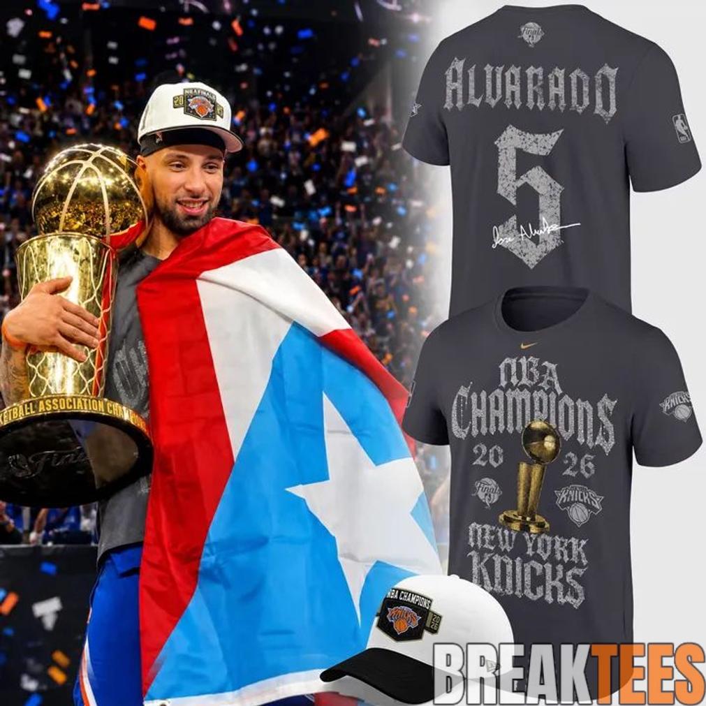 Knicks Jose Alvarado NBA Champions 2026 - Adult & Kids T-Shirts, Sweatshirts & Hoodies apparel design preview 1
