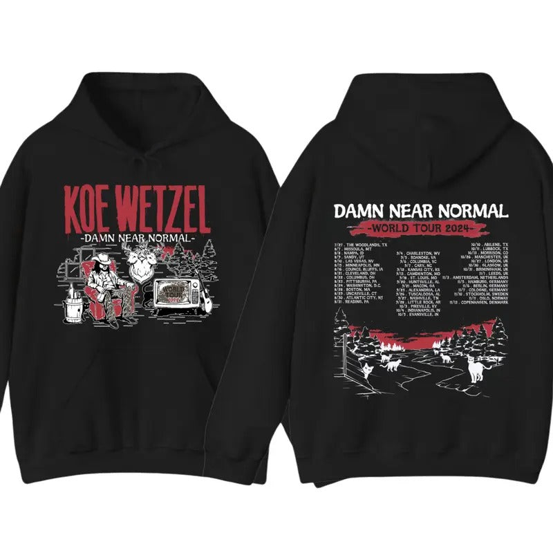 Koe Wetzel Damn Near Normal World Tour 2024 Fan - Adult & Kids T-Shirts, Sweatshirts & Hoodies apparel design preview 1