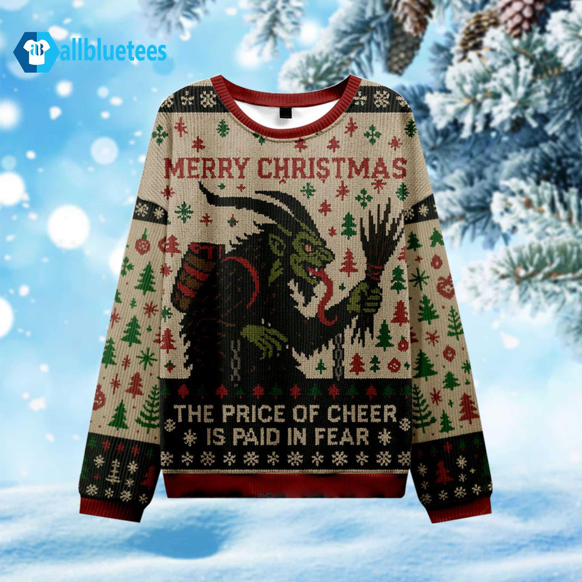 Krampus The Price Of Cheer Is Paid In Fear Ugly Christmas Sweater - Holiday Gift product image