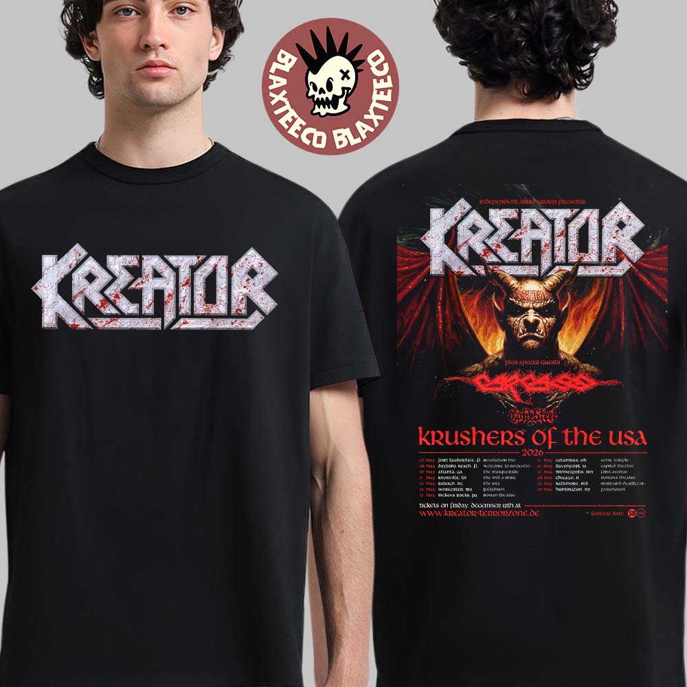 Kreator Krushers Of The USA 2026 Schedule Tour Dates - Adult & Kids T-Shirts, Sweatshirts & Hoodies apparel design preview 1