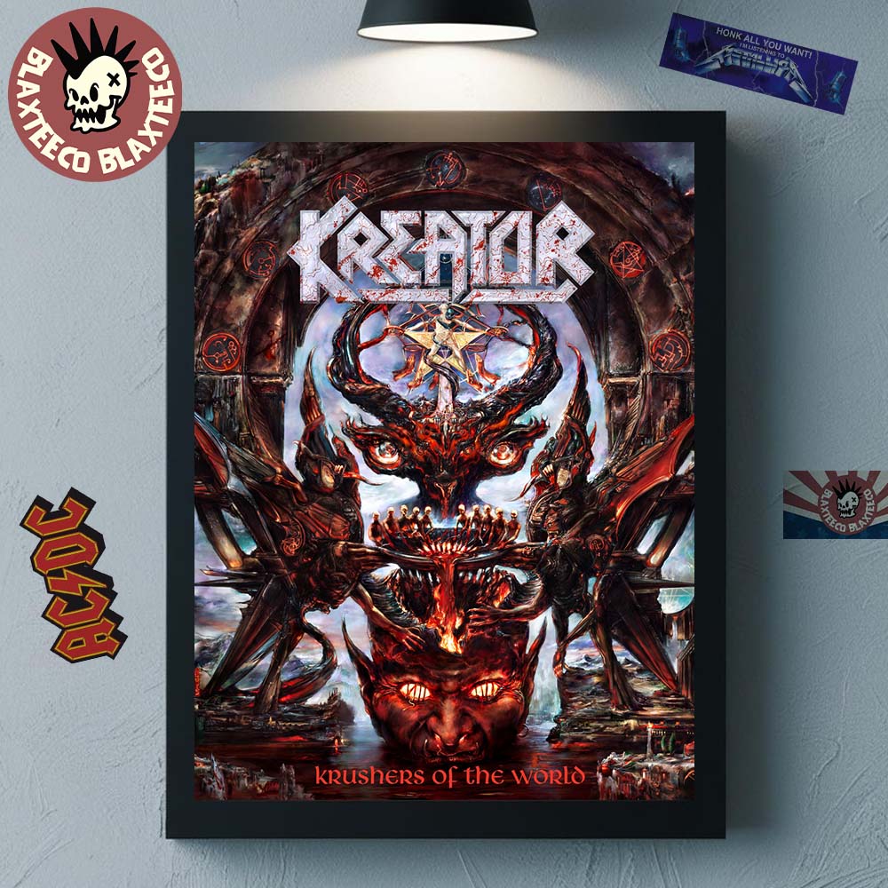 Kreator Krushers Of The World Merch Album Cover Home - Adult & Kids T-Shirts, Sweatshirts & Hoodies apparel design preview 1