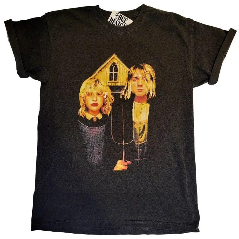 Kurt Cobain Courtney Love Nevermind Menswear - Adult & Kids T-Shirts, Sweatshirts & Hoodies apparel design preview 1