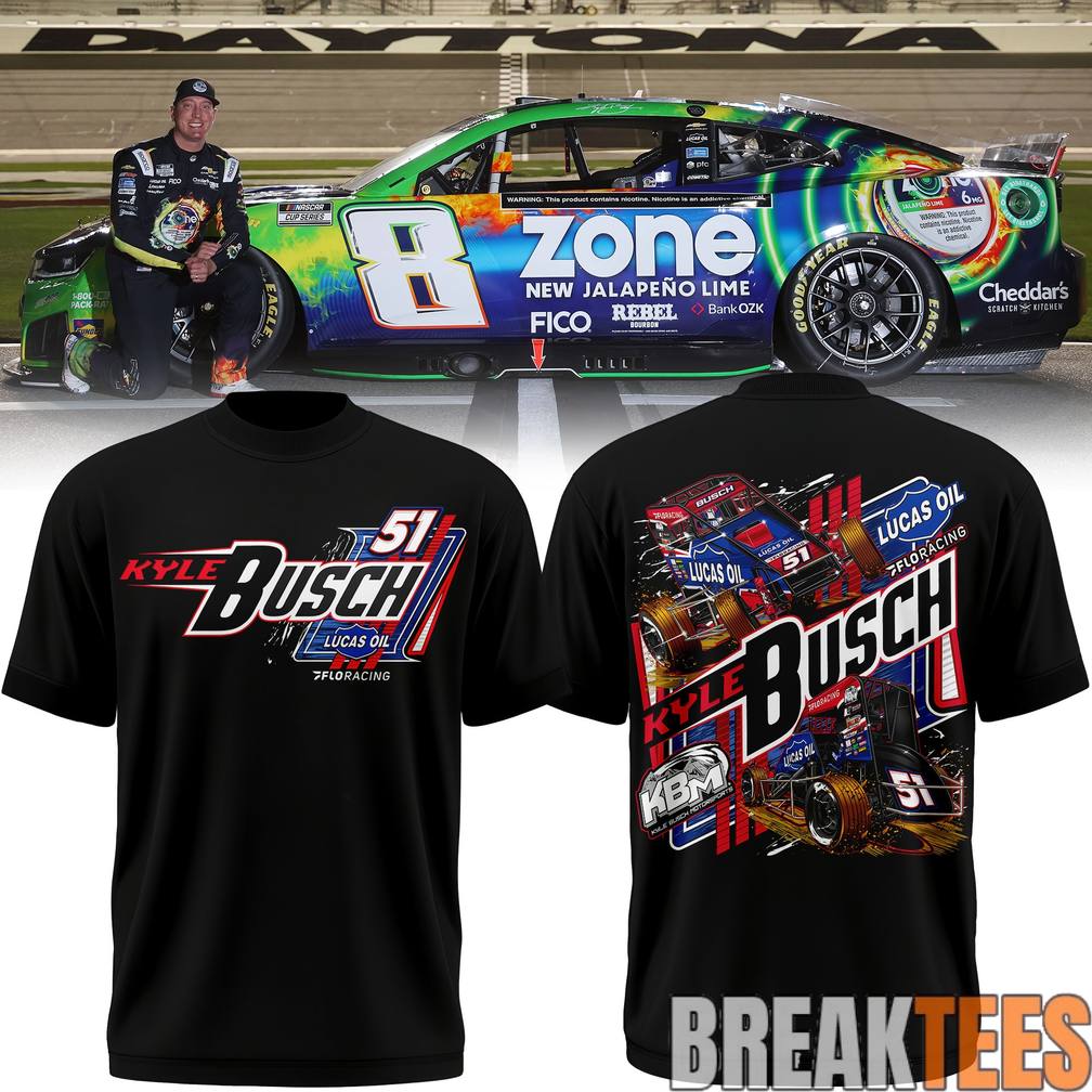 Kyle Busch 51 LUCASFLO BLK Midget - Adult & Kids T-Shirts, Sweatshirts & Hoodies apparel design preview 1