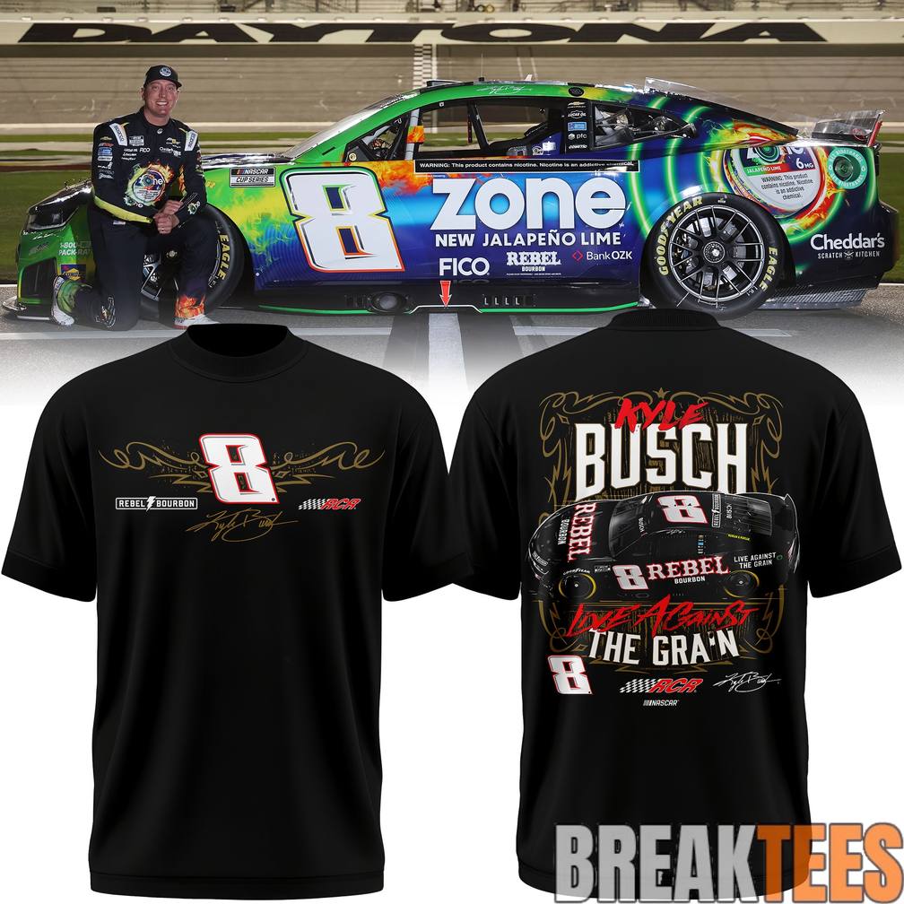 Kyle Busch 8 REBEL Black - Adult & Kids T-Shirts, Sweatshirts & Hoodies apparel design preview 1