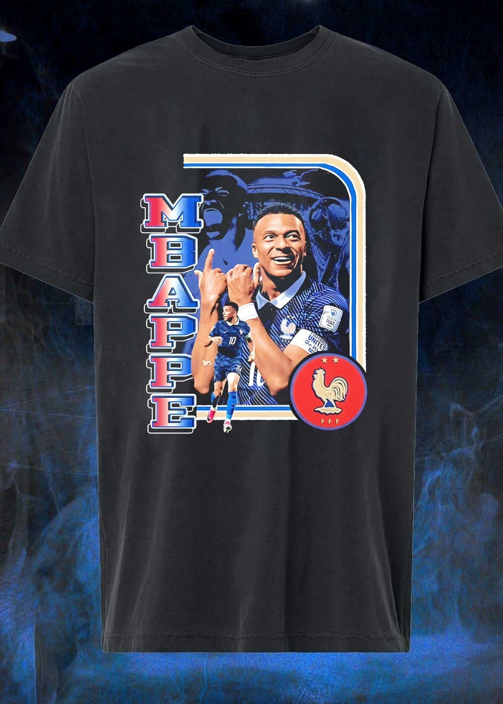 Kylian Mbappe Pointing Goal Celebration France Soccer - Adult & Kids T-Shirts, Sweatshirts & Hoodies apparel design preview 1