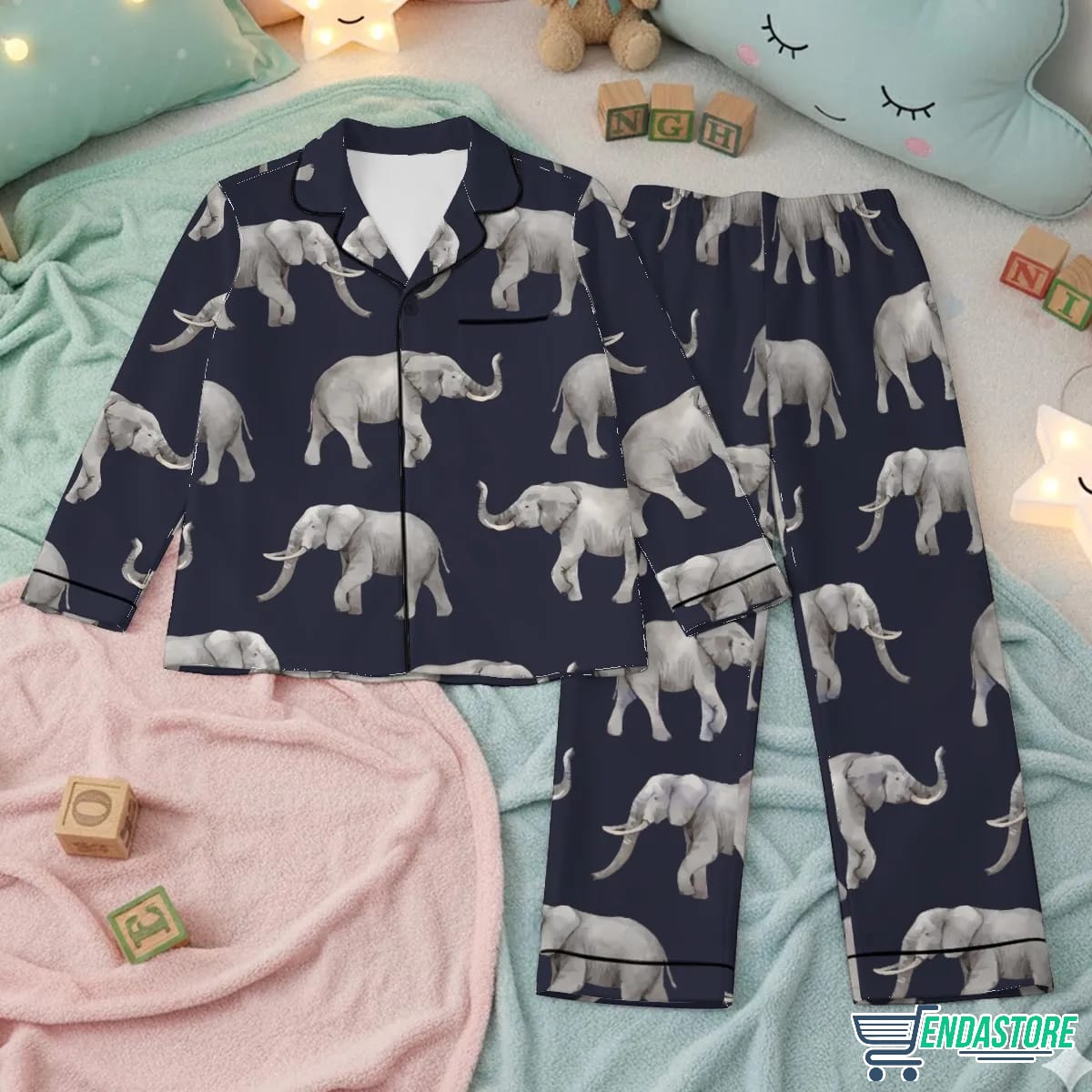 LONG-Elephant Satin Pajama Set 3D Sweater - Gift Idea product image 2