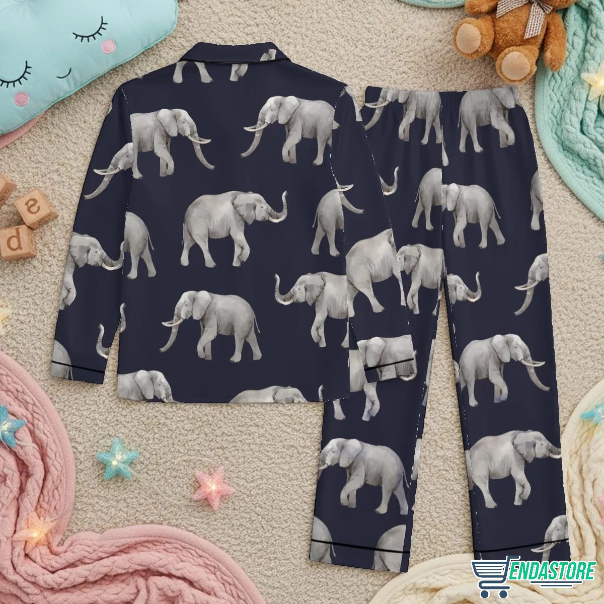 LONG-Elephant Satin Pajama Set 3D Sweater - Gift Idea product image 3