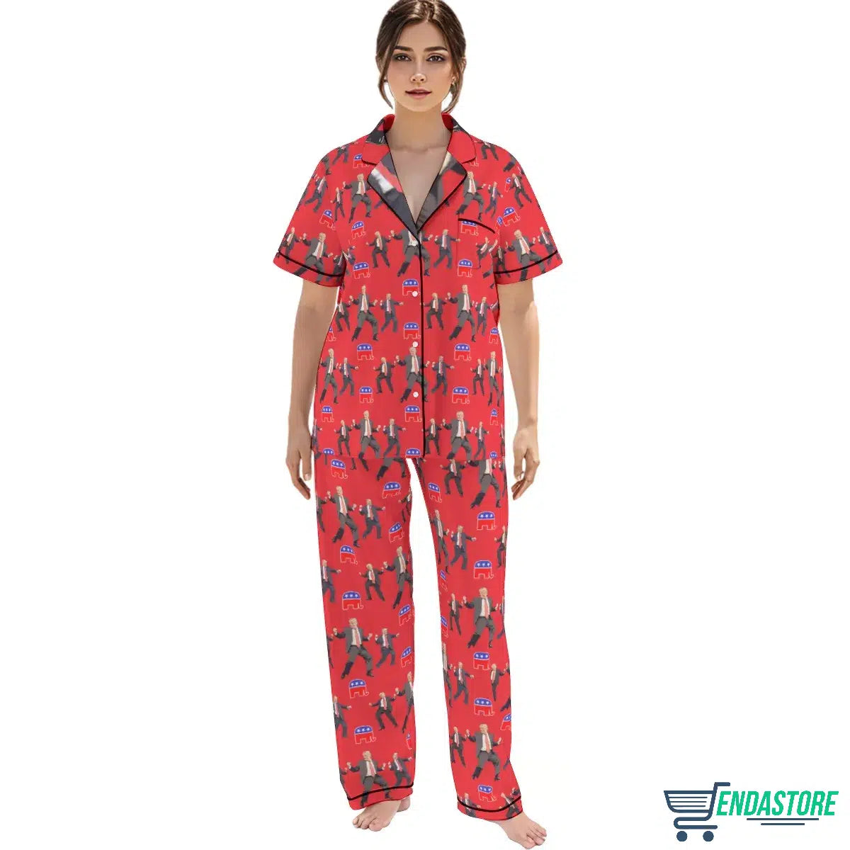 LONG-Red Trump Dancing Christmas Pajamas Set 3D Christmas Sweater - Holiday Gift product image 2