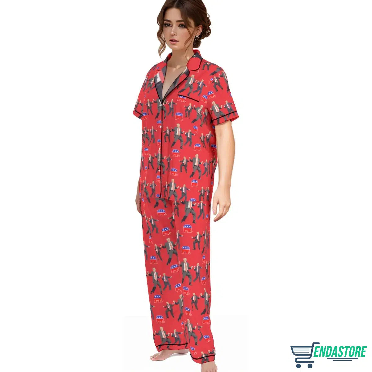 LONG-Red Trump Dancing Christmas Pajamas Set 3D Christmas Sweater - Holiday Gift product image 3
