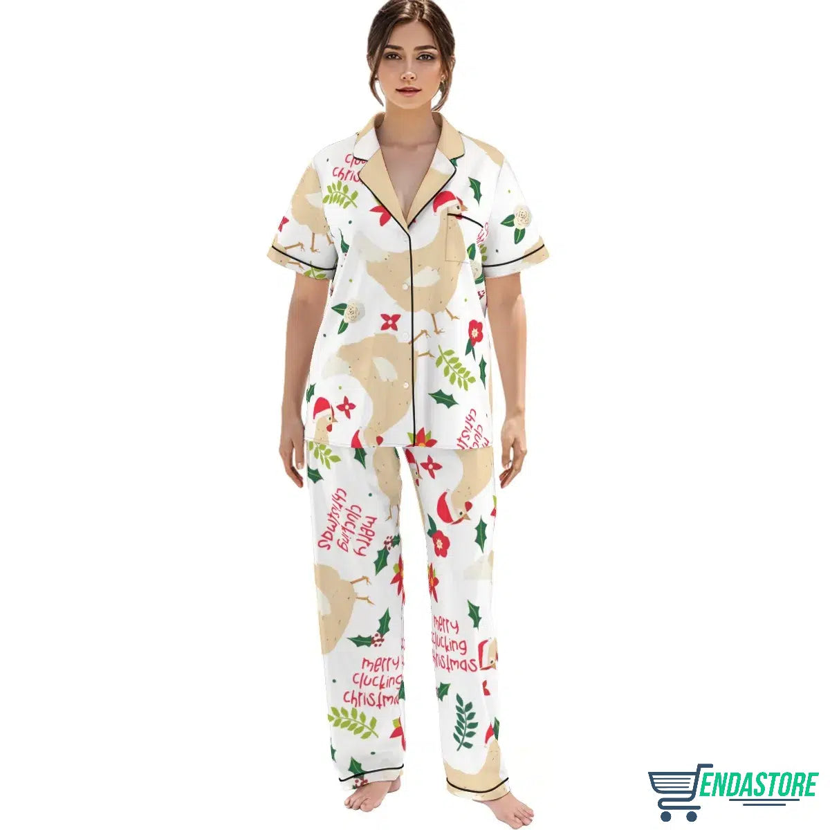 LS Merry Clucking Christmas Satin Pajama Set 3D Christmas Sweater - Holiday Gift product image 2