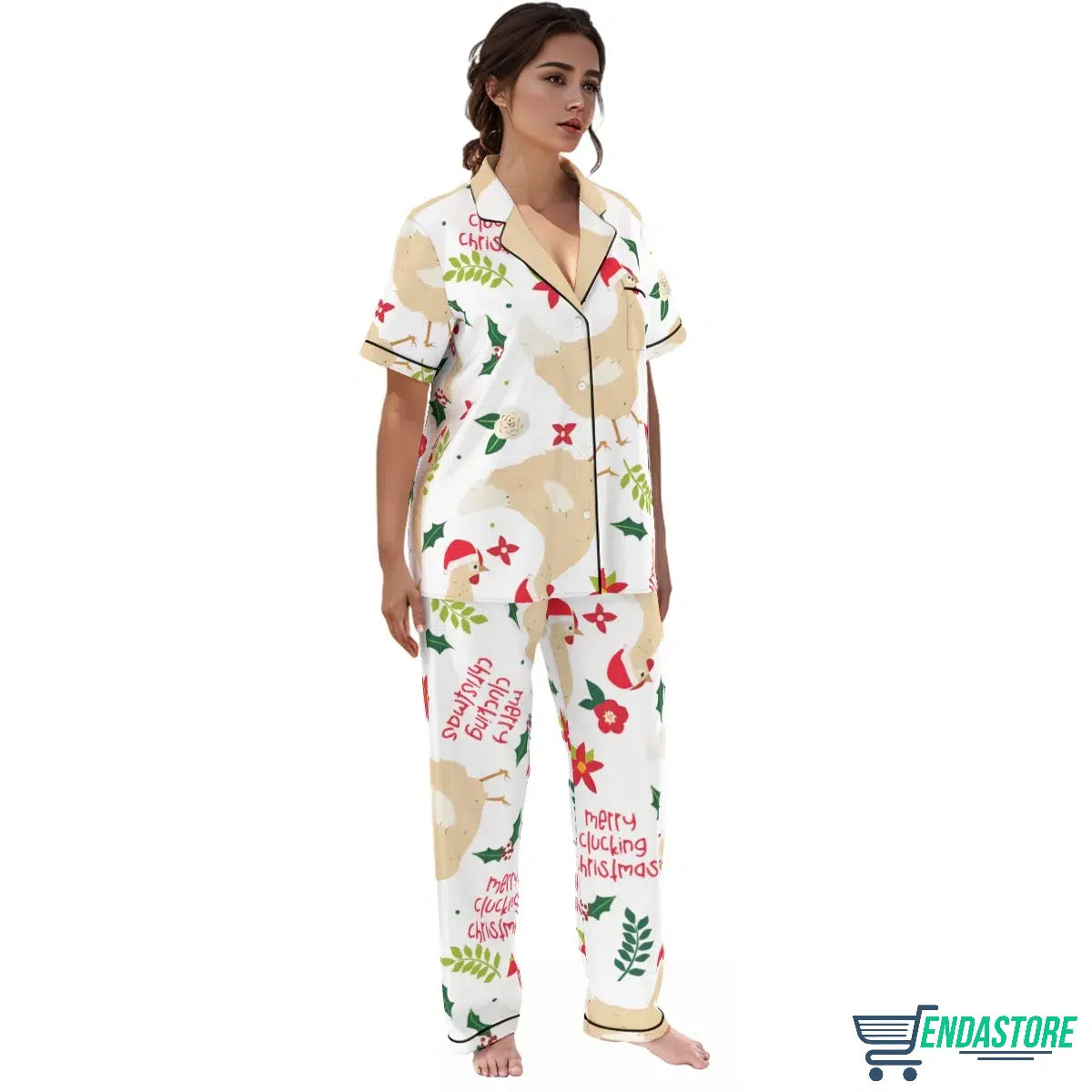 LS Merry Clucking Christmas Satin Pajama Set 3D Christmas Sweater - Holiday Gift product image 4
