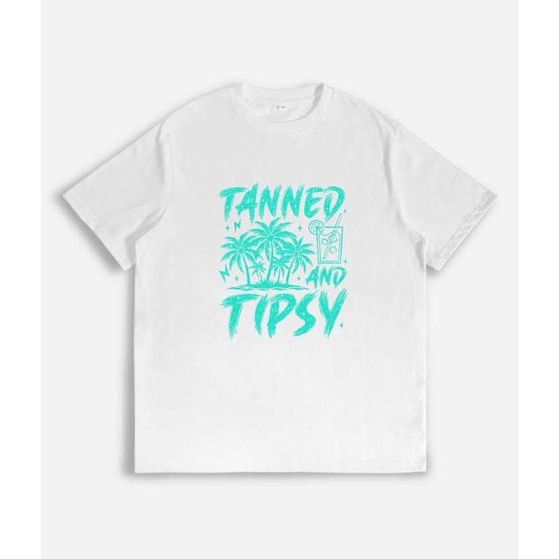 Laid Back Vacation Themed "Tanned Tipsy" Palm Tree - Adult & Kids T-Shirts, Sweatshirts & Hoodies apparel design preview 1