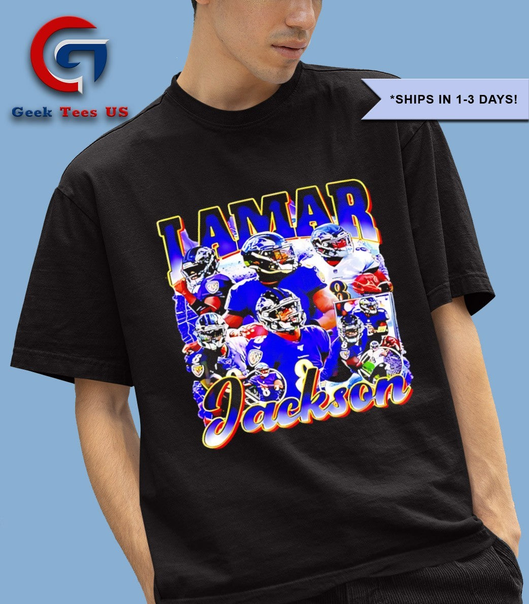 Lamar Jackson Baltimore Ravens football graphic - Adult & Kids T-Shirts, Sweatshirts & Hoodies apparel design preview 1