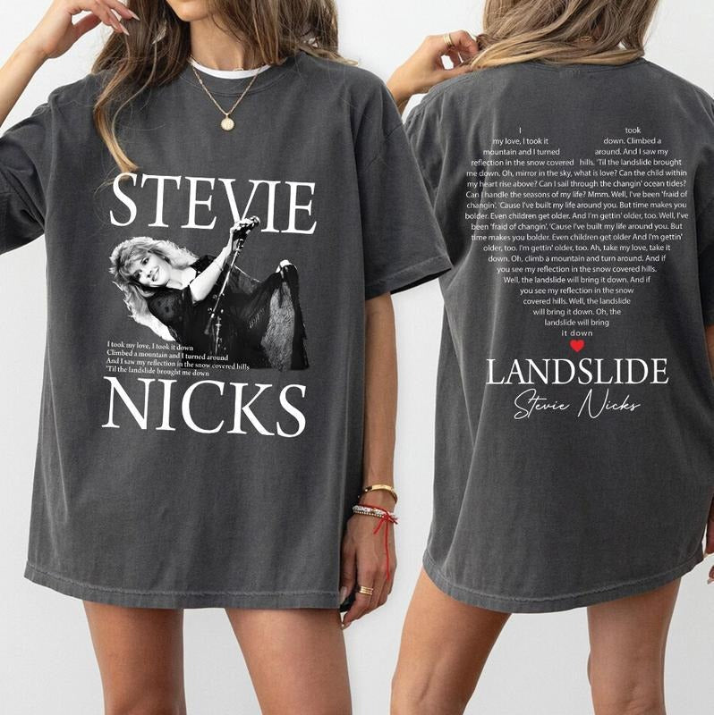 Landslide Stevie Song Lyrics Music Lover Retro 70s - Adult & Kids T-Shirts, Sweatshirts & Hoodies apparel design preview 1