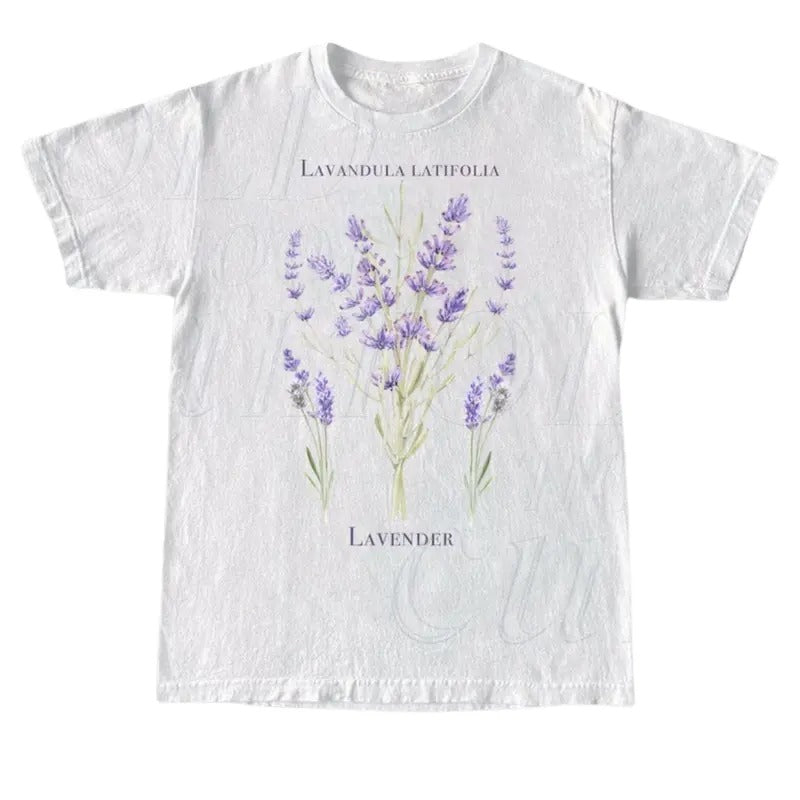 Lavender Retro 90s Vintage Wildflowers Nature - Adult & Kids T-Shirts, Sweatshirts & Hoodies apparel design preview 1