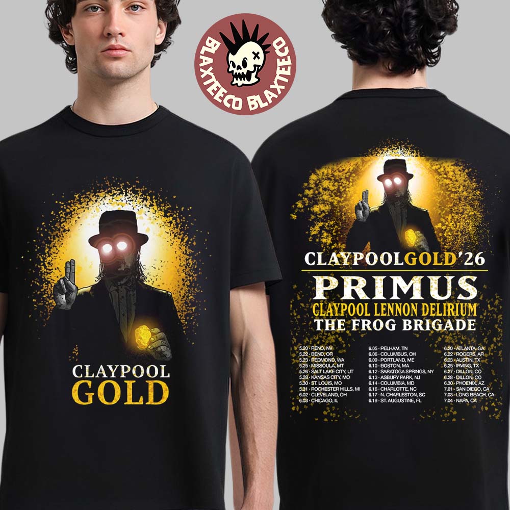Les Claypool Gold 2026 Summer Tour With Primus Lennon - Adult & Kids T-Shirts, Sweatshirts & Hoodies apparel design preview 1