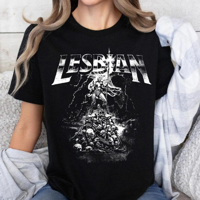 Lesbian Warrior Dark Fantasy Retro Funny Cat LGBT - Adult & Kids T-Shirts, Sweatshirts & Hoodies apparel design preview 1